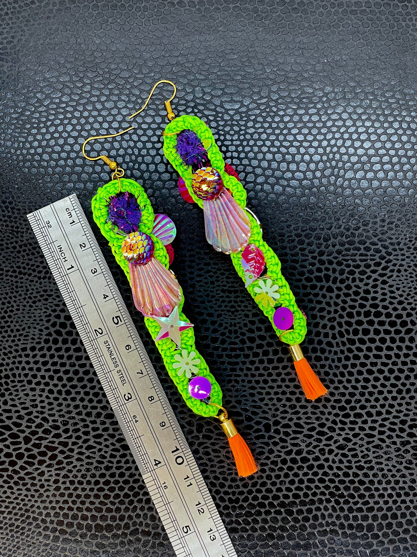 Lime, purple,pink and orange Earrings