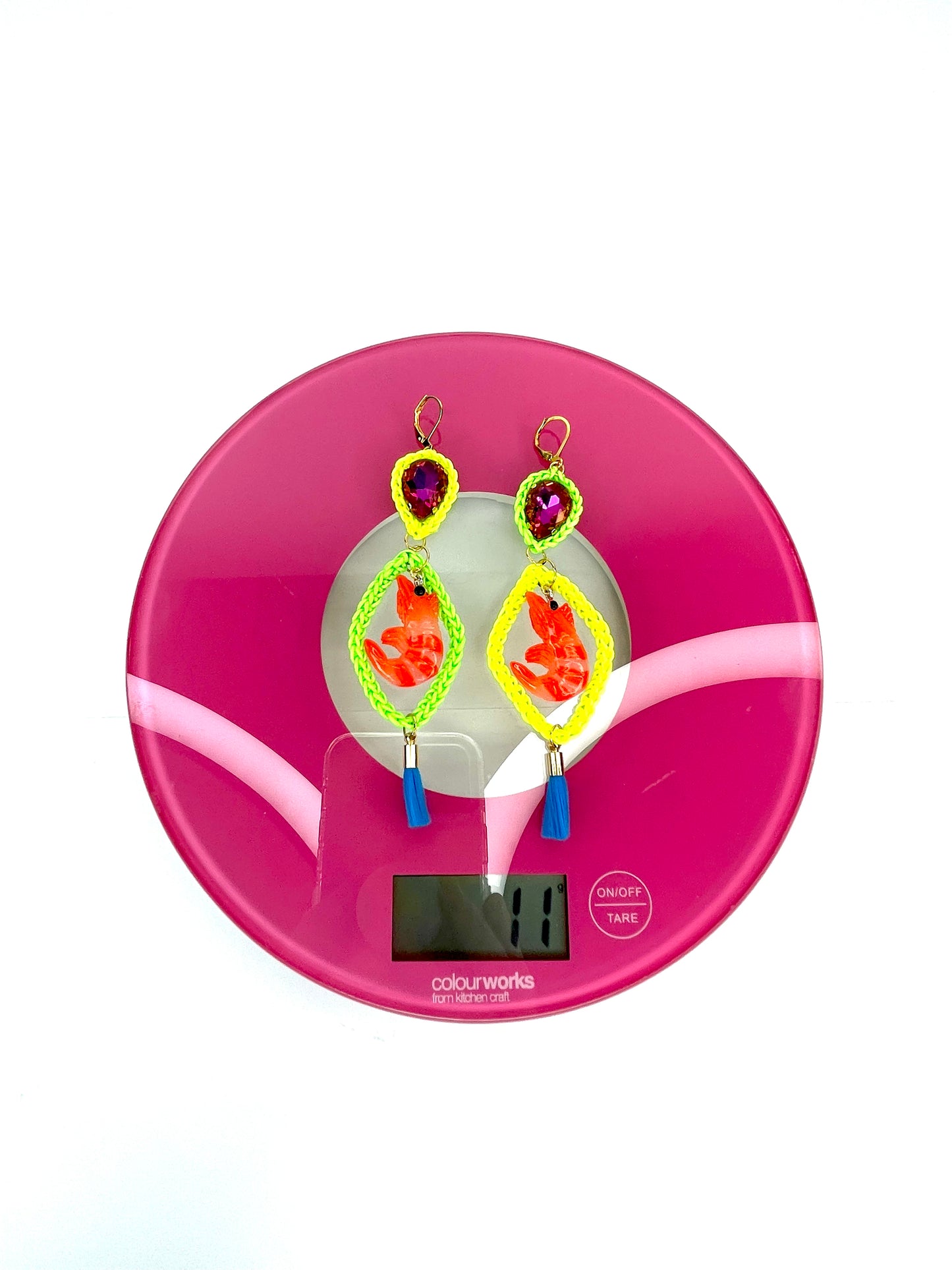 Neon yellow/Lime ZIP IT SHRIMPY earrings