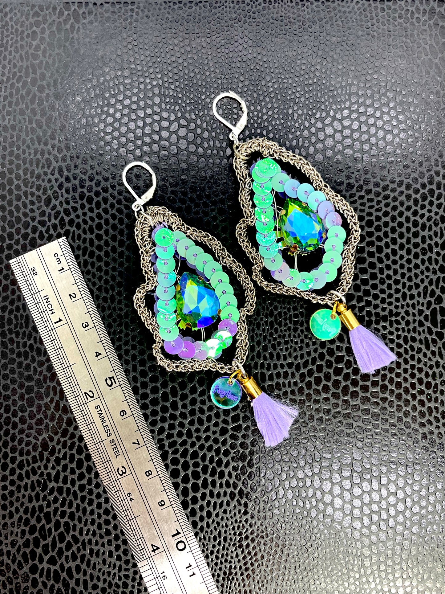 Silver and lilac squiggle earrings