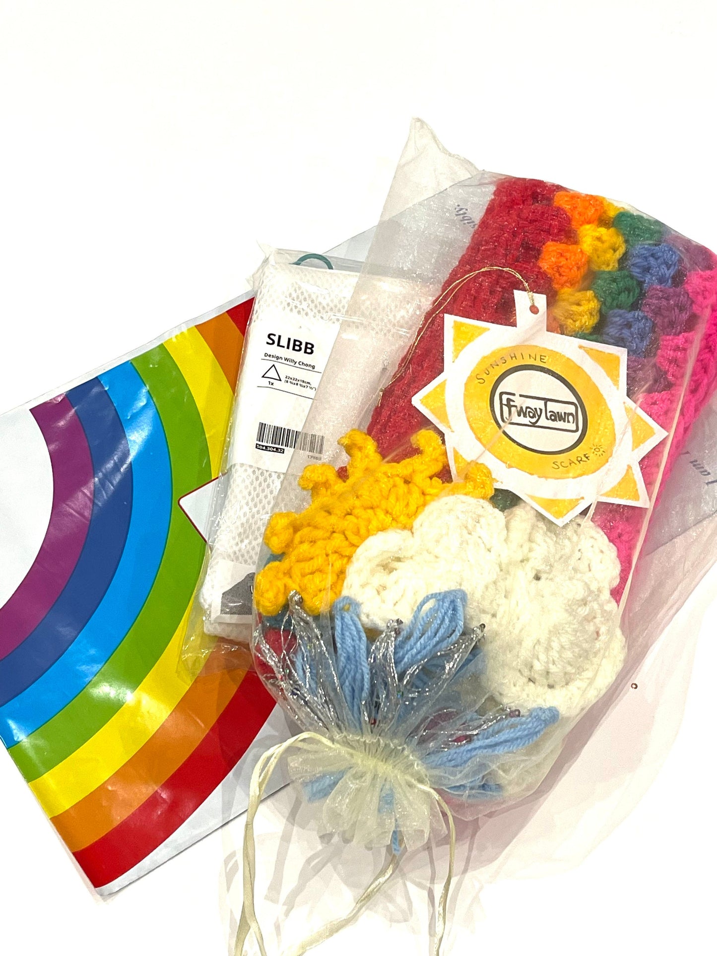 A rainbow adult scarf/66”/crochet scarf/rainbow cloud scarf/rainbow clothing/rainbow christmas gift/happy gift/personalised gift/funny gift