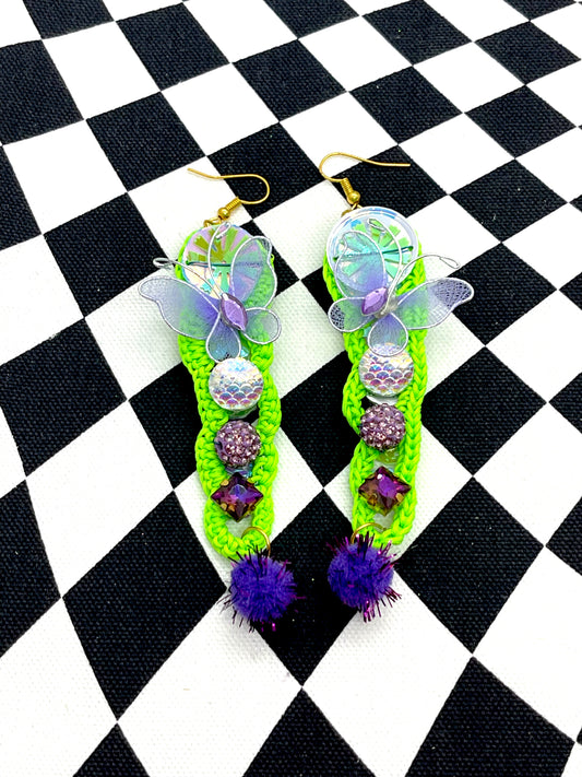 Purple butterfly earrings